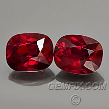ruby cushion pair certified pigeon blood red