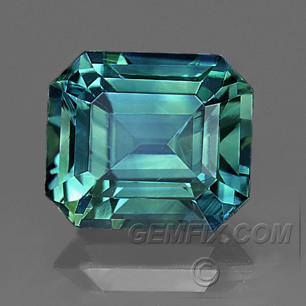 Emerald cut teal on sale sapphire