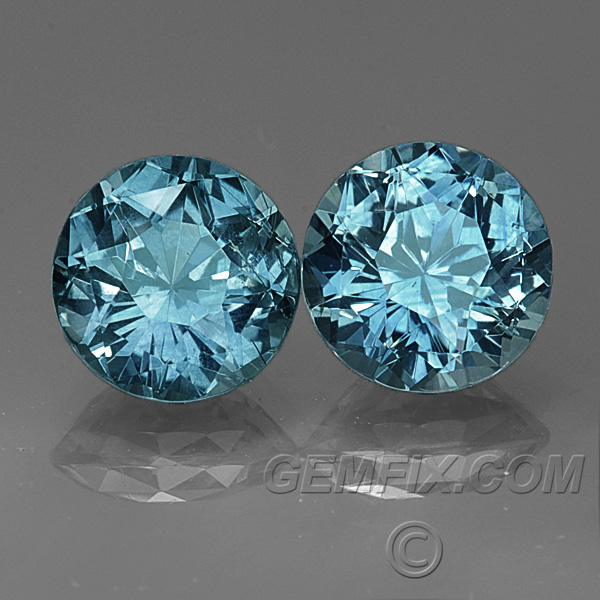 Matched Pair Montana Sapphire Greenish Blue Round "Roulette" Cut | 1 ...