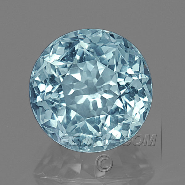 Unheated Pastel Aqua Blue Round Montana Sapphire Roulette Cut 1